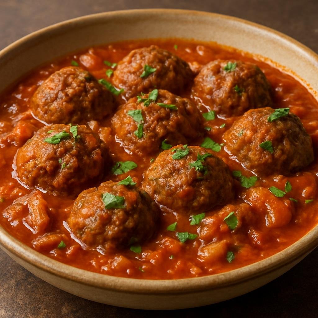 Entree: Afghanistan – Hazarajat Highlands – کوفته افغانی ➤ Kufteh Afghāni (Hearty spiced lamb meatballs simmered in a savory tomato and onion gravy) recipe
