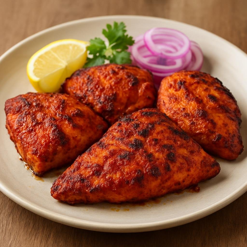Entree: British Indian Ocean Territory – National Cuisine – Tandoori Fish (Firm white fish marinated in spiced yogurt and roasted in tandoori style) recipe