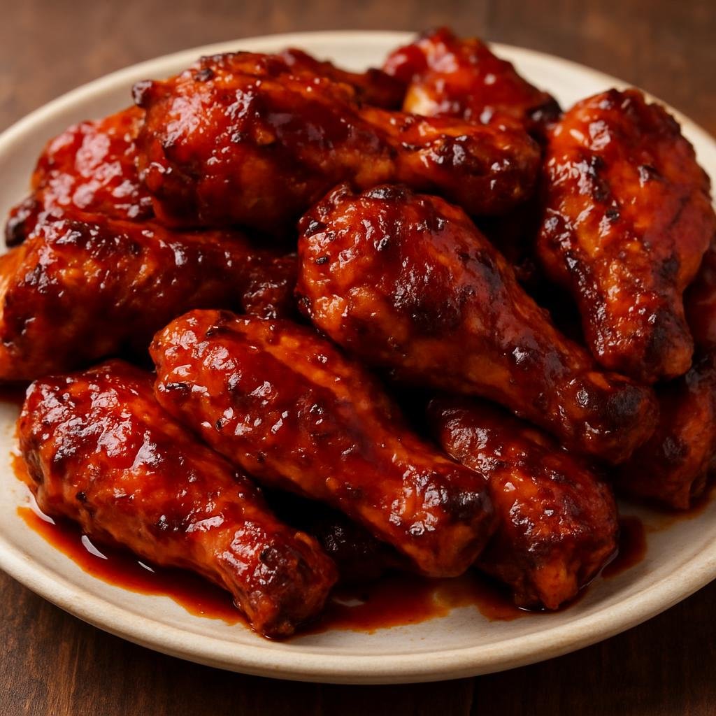 Entree: United States – American BBQ Belt – Barbecue Chicken Wings (Smoky, sauce-glazed chicken wings slow-cooked or grilled with a sweet-savory American barbecue rub and glaze) recipe