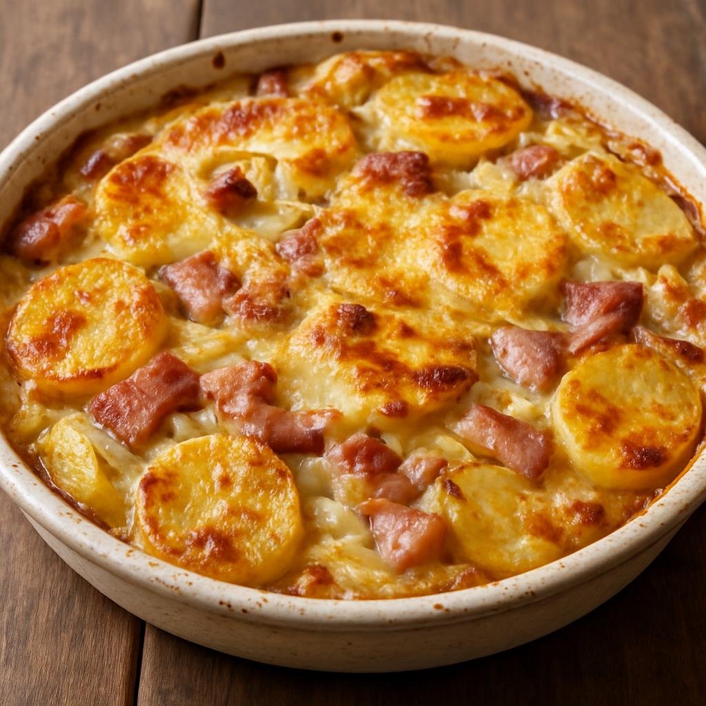 Entree: Italy – Aosta Valley – Tartiflette (Baked Alpine potato and cheese gratin with smoked pork and onions) recipe