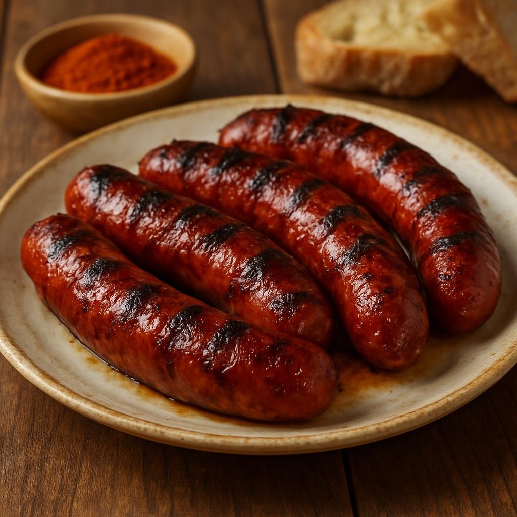 Entree: Spain – Aragon – Longaniza de Graus (Traditional Aragonese pork sausage flavored with smoked paprika and garlic, typically grilled or roasted) recipe