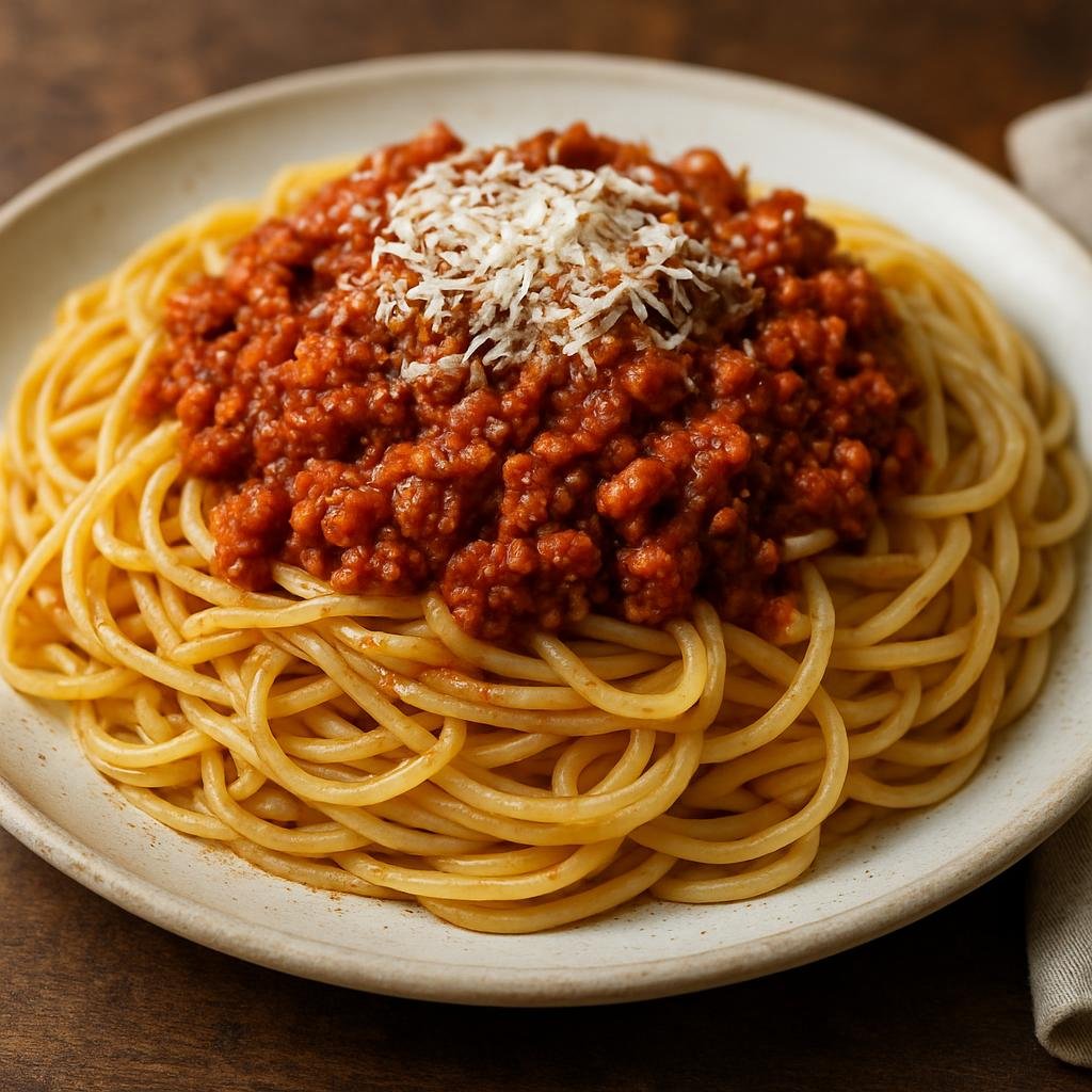 Entree: Greece – Athens & Attica – Μακαρόνια με κιμά ➤ Makaronia me kima (Greek pasta served with a cinnamon‑spiced ground meat tomato sauce, finished with grated cheese) recipe