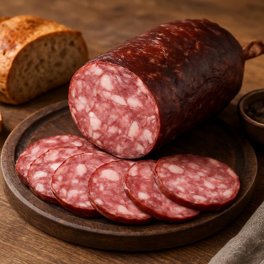 Entree: Lithuania – Northern Culinary Region – Skilandis (Traditional smoked and cured Lithuanian pork sausage made from coarsely chopped pork and fat) recipe