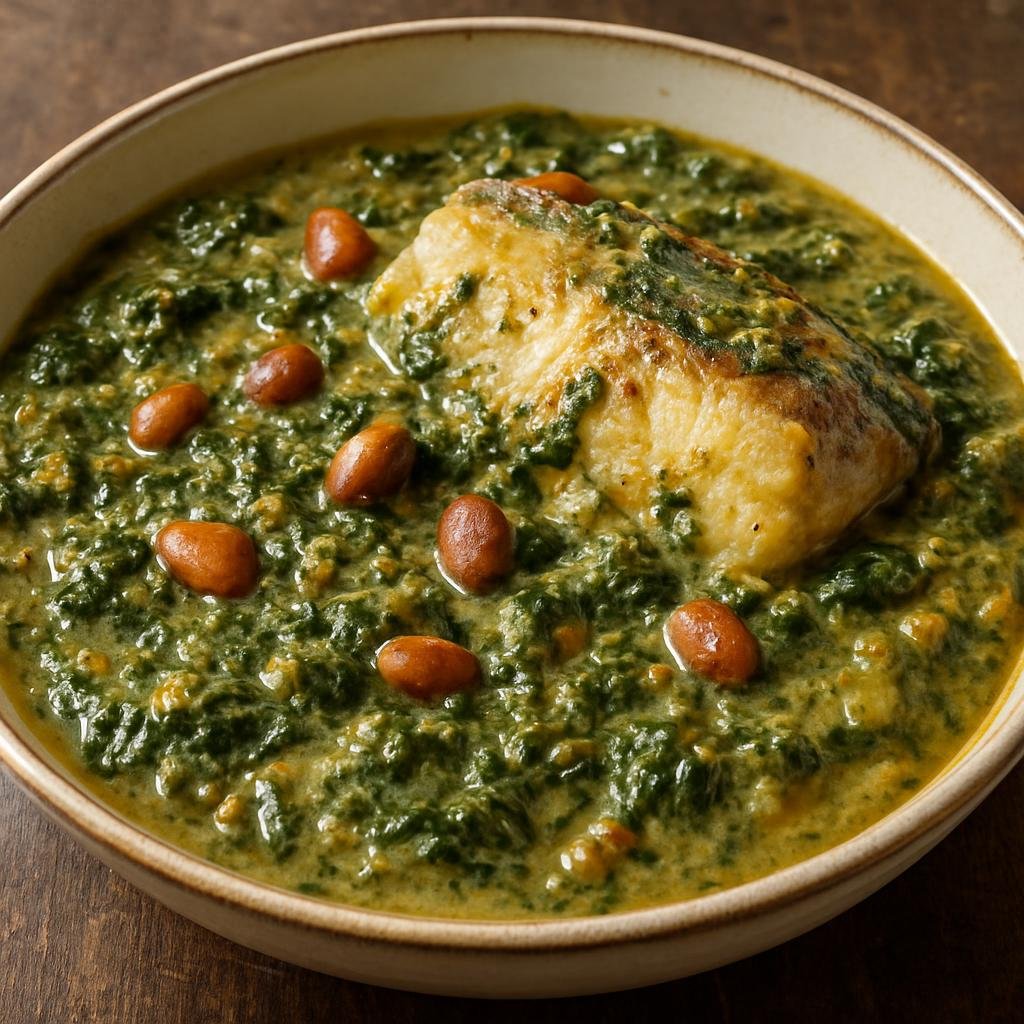 Entree: Mozambique – Northern Culinary Region – Mucapata (Hearty northern Mozambican cassava-leaf and peanut stew, cooked with coconut milk and fish) recipe