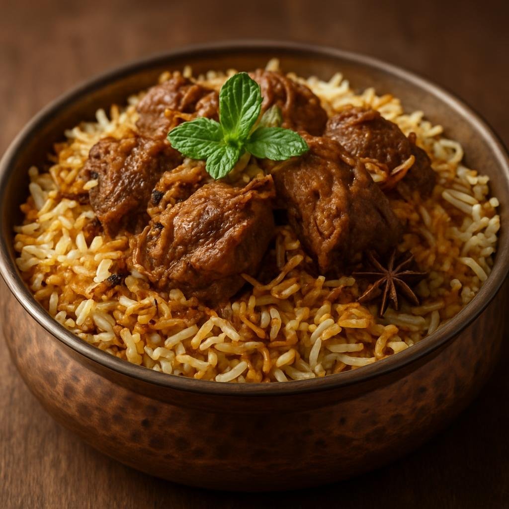 Entree: Bangladesh – Central Culinary Region – কাচ্চি বিরিয়ানি ➤ Kacchi Biryani (Slow-cooked marinated meat layered with fragrant basmati rice and warm spices) recipe