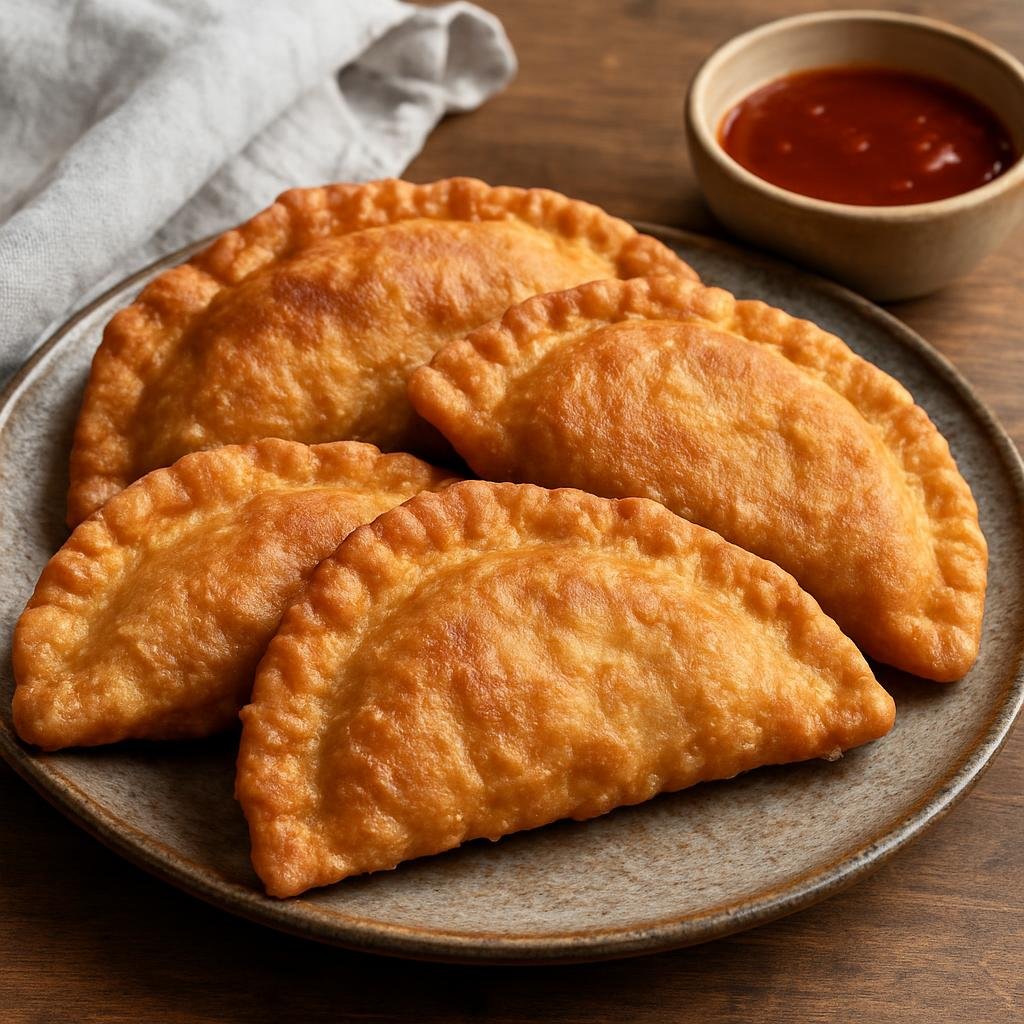 Entree: Mongolia – Southern Culinary Region – Хуушуур ➤ Khuushuur (Deep-fried Mongolian meat-filled pastry turnover) recipe