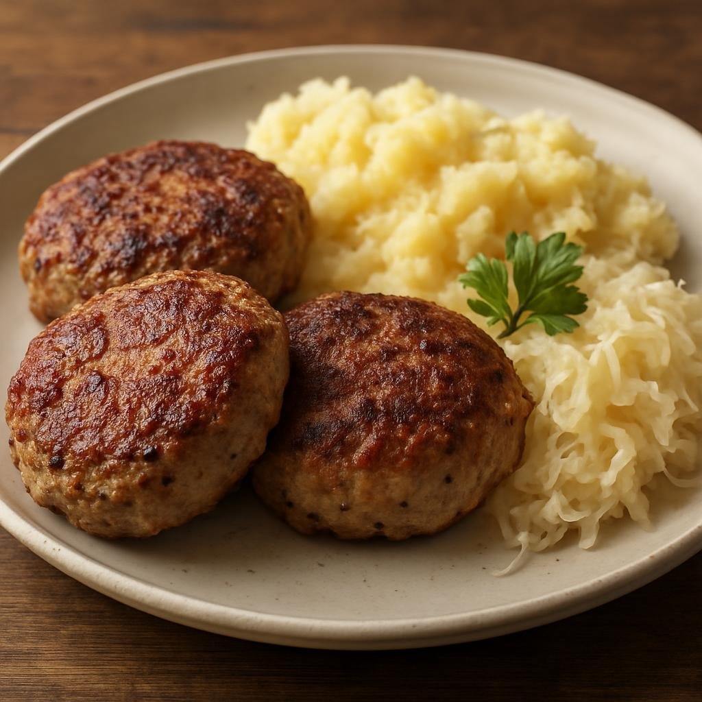 Entree: Germany – Berlin-Brandenburg – Boulette (Pan-fried seasoned beef and pork patties typical of Berlin) recipe