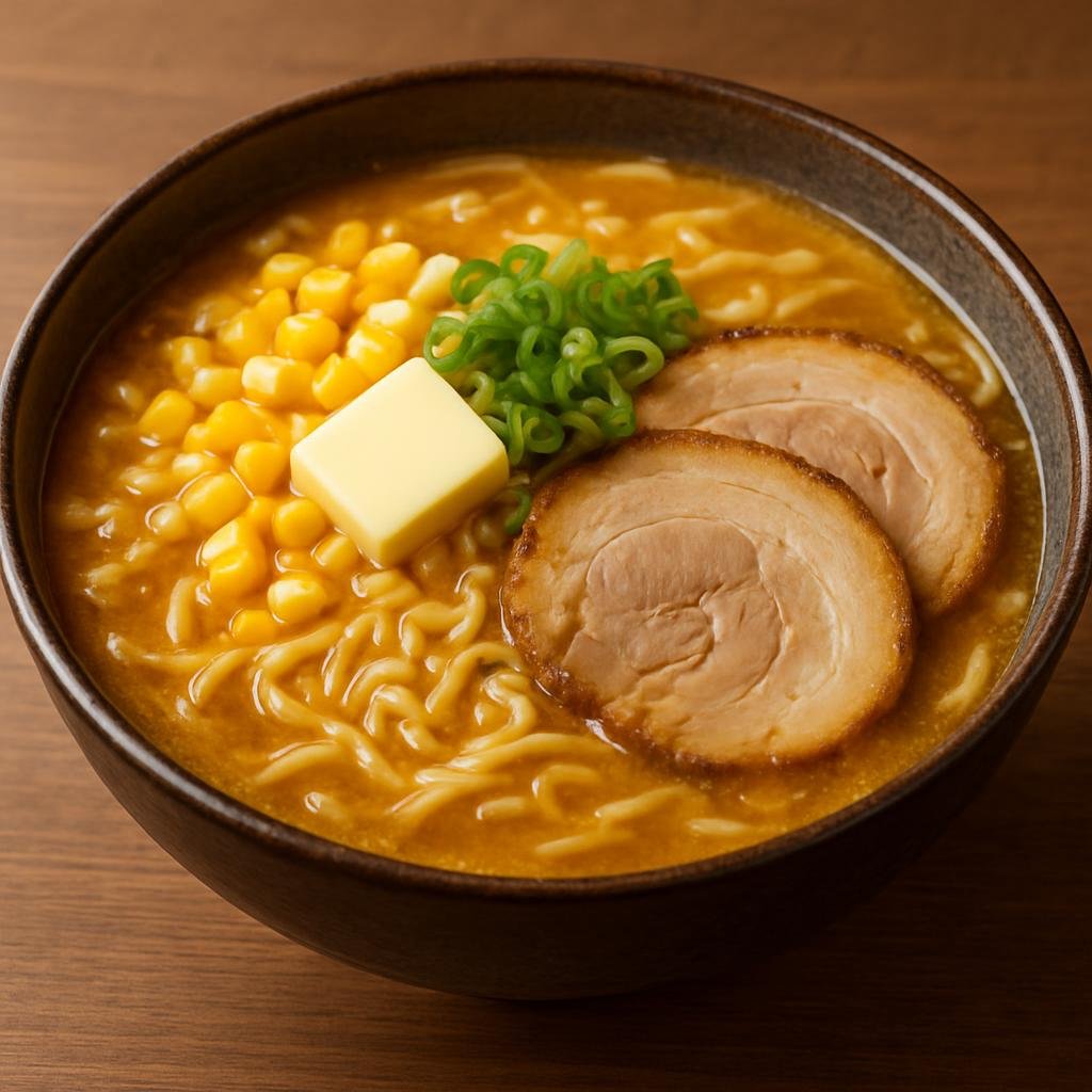 Entree: Japan – Hokkaido – 北海道ラーメン ➤ Hokkaidō Rāmen (A hearty miso-based ramen from Hokkaido with a rich pork-and-chicken broth, corn, butter, and chashu pork) recipe