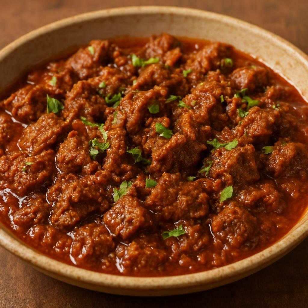Entree: Bangladesh – Central Culinary Region – বিফ ভুনা ➤ Bif Bhuna (Pan-fried spiced beef in a thick, reduced onion-tomato gravy) recipe