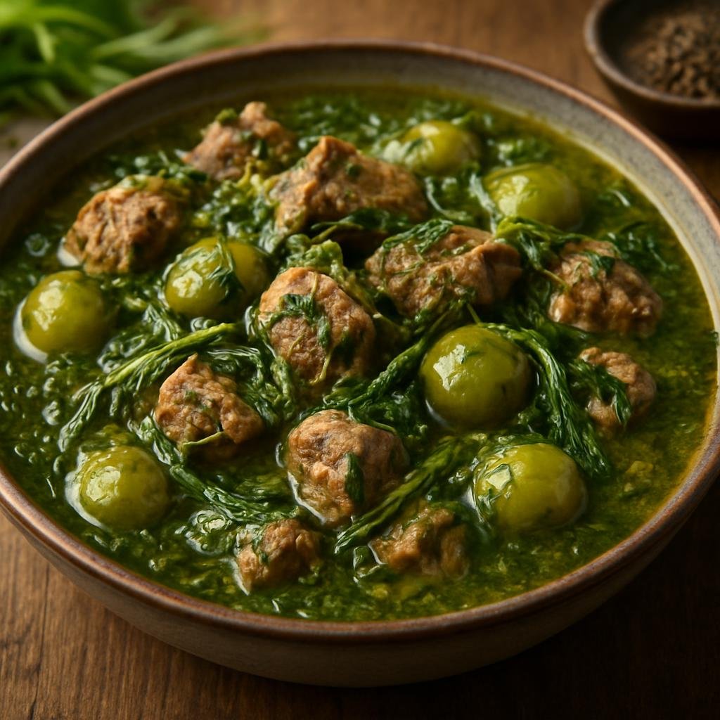 Entree: Georgia – Kakheti – ჩაქაფული ➤ Chakapuli (Georgian herb-forward lamb stew with tarragon and sour green plums simmered in white wine) recipe