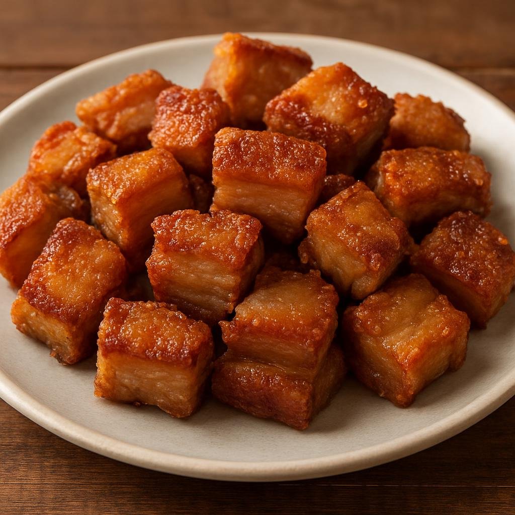 Entree: Portugal – Azores – Torresmos de Porco (Crispy Azorean-style fried pork cubes made from skin-on pork belly, rendered until crackling and golden) recipe
