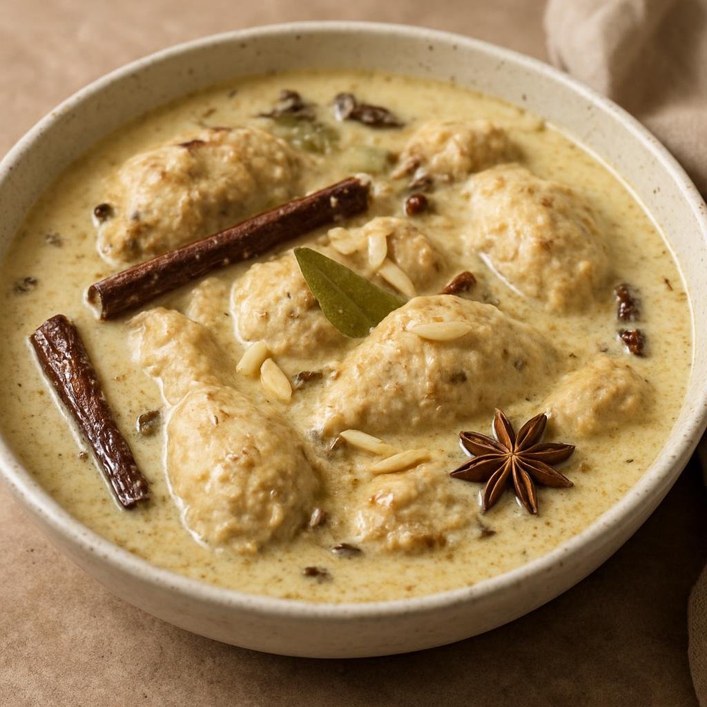 Entree: Bangladesh – Central Culinary Region – চিকেন রেজালা ➤ Chicken Rezala (Mughlai-style white yogurt-based chicken curry with fragrant whole spices and nut paste) recipe