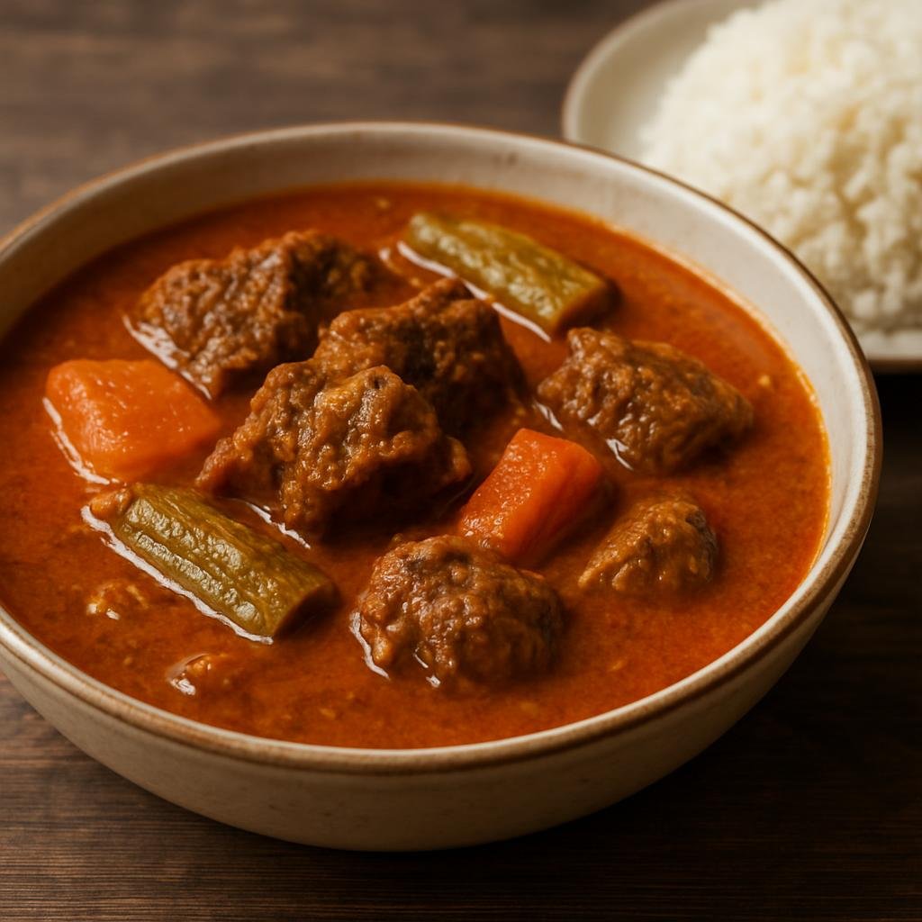 Entree: Cote d'Ivoire – Northern Culinary Region – Sauce Graine (Rich palm-nut stew simmered with meat and vegetables, typically served with rice or cassava) recipe