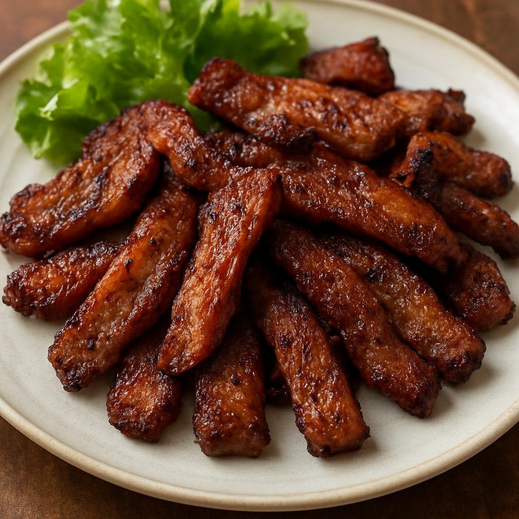 Entree: Madagascar – Southern Culinary Region – Kitoza (Salt-cured and grilled or pan-fried strips of pork or beef, seasoned and lightly sweetened) recipe