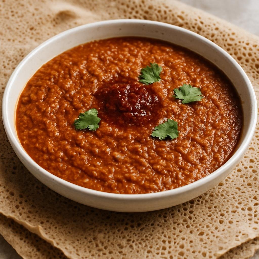 Entree: Ethiopia – Amhara – ሺሮ ወጥ ➤ Shiro Wot (Thick spiced Ethiopian stew made from roasted chickpea or broad bean powder, often served with injera) recipe