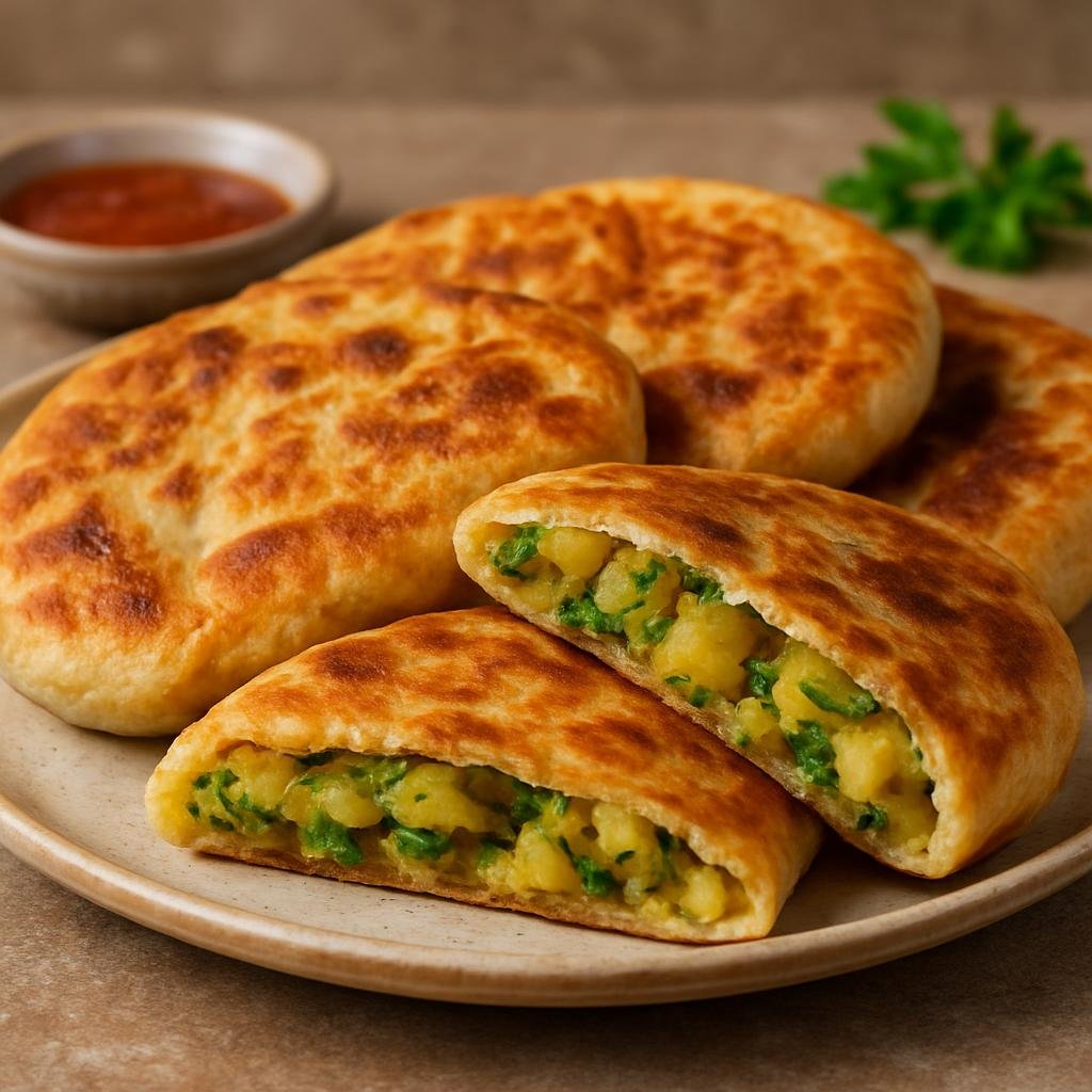 Entree: Afghanistan – Herat & Western Afghanistan – بولانی ➤ Bolānī (Pan-fried stuffed flatbread filled with spiced potatoes and fresh herbs) recipe