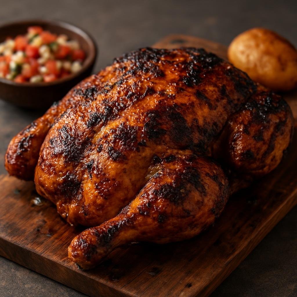 Entree: Venezuela – Southern Culinary Region – Pollo en Brasas (Charcoal-grilled marinated Venezuelan chicken cooked over hot coals for smoky flavor) recipe