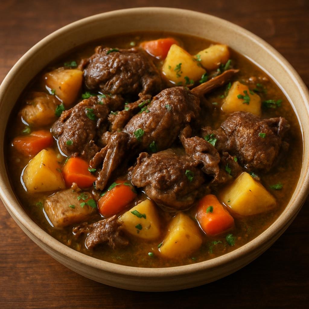 Entree: United States – Appalachia – Squirrel Mulligan (Hearty Appalachian stew of braised squirrel with root vegetables and savory broth) recipe