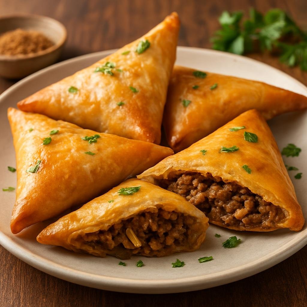 Entree: Morocco – Casablanca & Atlantic Coast – بريوات ➤ Briyawat (Crispy Moroccan triangular filo pastries filled with spiced meat and almonds) recipe