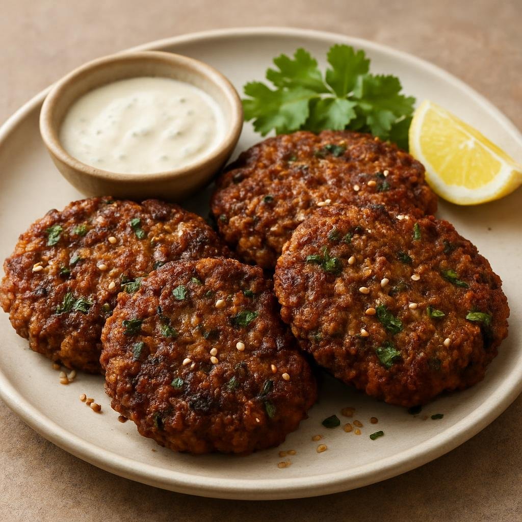 Entree: Afghanistan – Herat & Western Afghanistan – چپلی کباب ➤ Chapli Kebab (Spiced pan-fried flattened minced meat patties with herbs and seeds) recipe
