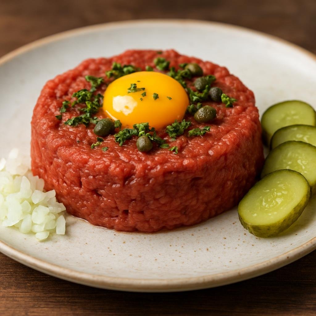 Entree: Belgium – Central Culinary Region – Filet Américain (Seasoned raw minced beef spread similar to steak tartare) recipe