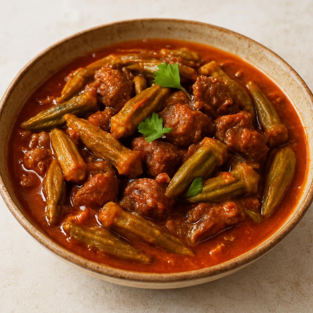 Entree: Syria – Damascus – بامية ➤ Bamiya (Okra and lamb stew in a spiced tomato sauce) recipe