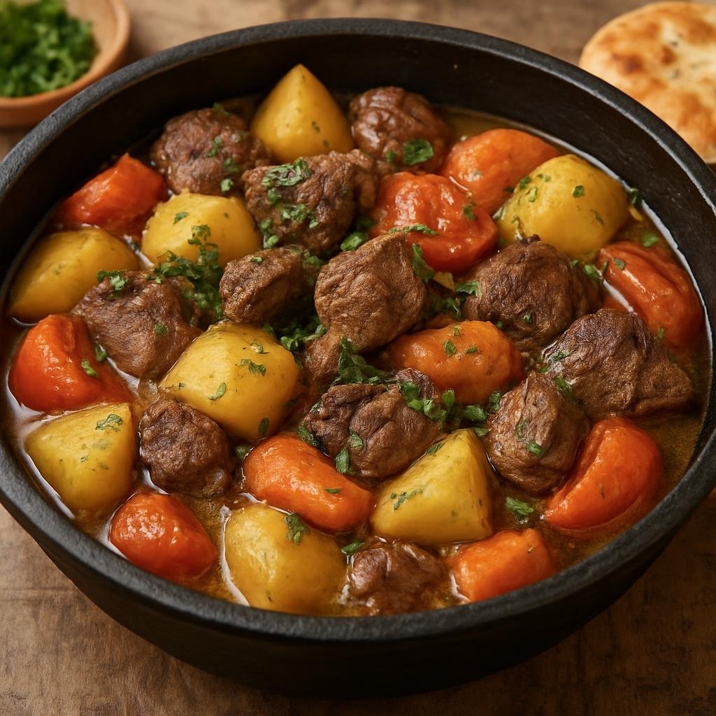 Entree: Uzbekistan – Khiva / Khorezm – Kazan Kabob (Hearty kazan-cooked lamb and vegetables slow-simmered in a wide cauldron) recipe