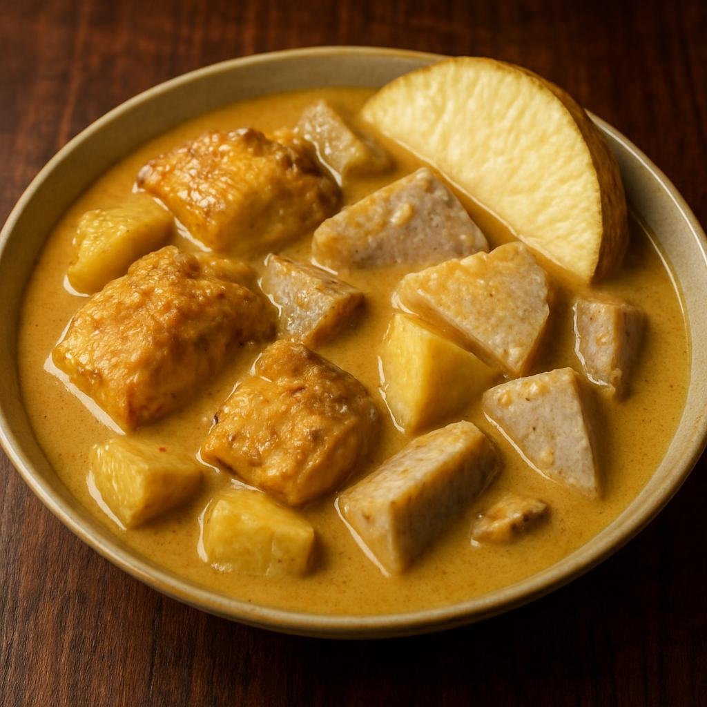Entree: Kiribati – Southern Culinary Region – Te Koa (Fish cooked in a rich coconut sauce with breadfruit and taro) recipe