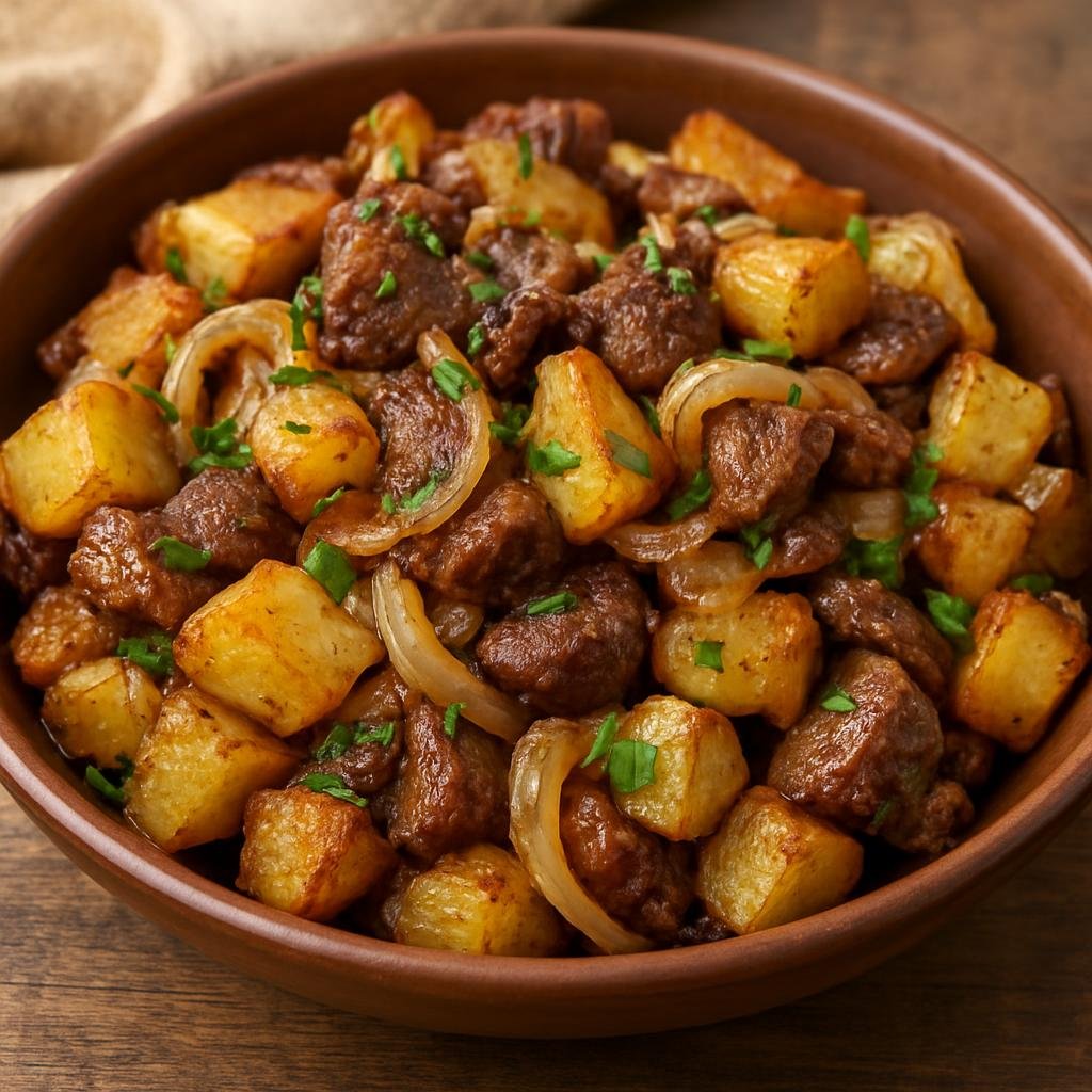 Entree: Kyrgyzstan – Southern Culinary Region – Куурдак ➤ Kuurdak (Pan-fried chunks of lamb or beef with onions and potatoes) recipe