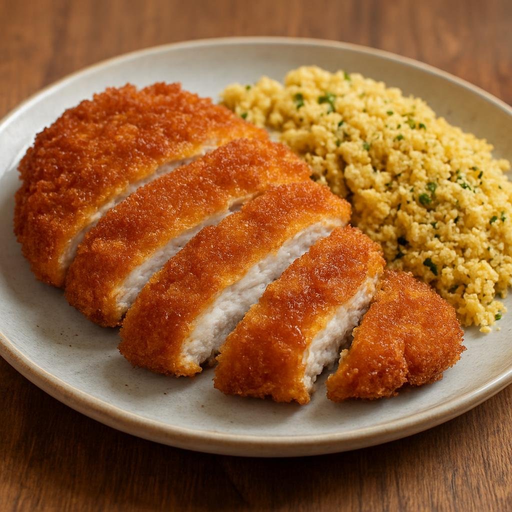 Entree: Brazil – Brazilian Japanese – Tori Katsu com Farofa (Japanese-style breaded fried chicken served with Brazilian toasted cassava flour called farofa) recipe