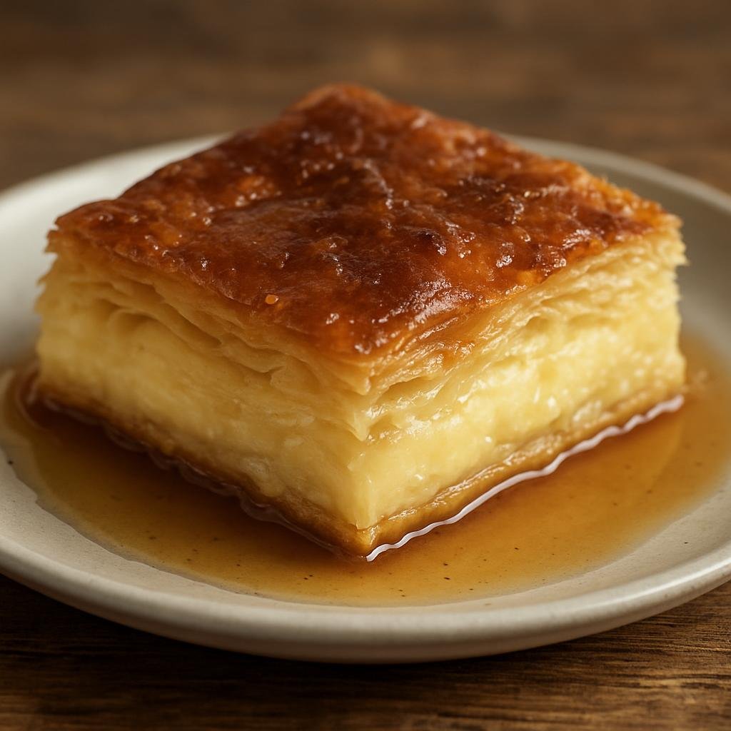 Entree: Turkey – Black Sea Turkey – Laz Böreği (Black Sea layered pastry filled with a semolina milk pudding and finished with sweet syrup) recipe