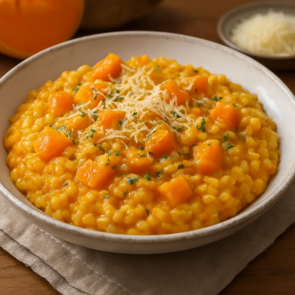 Entree: Australia – Melbourne & Victoria – Pumpkin Risotto (Creamy risotto made with pumpkin and Parmesan, highlighting seasonal Victorian produce) recipe