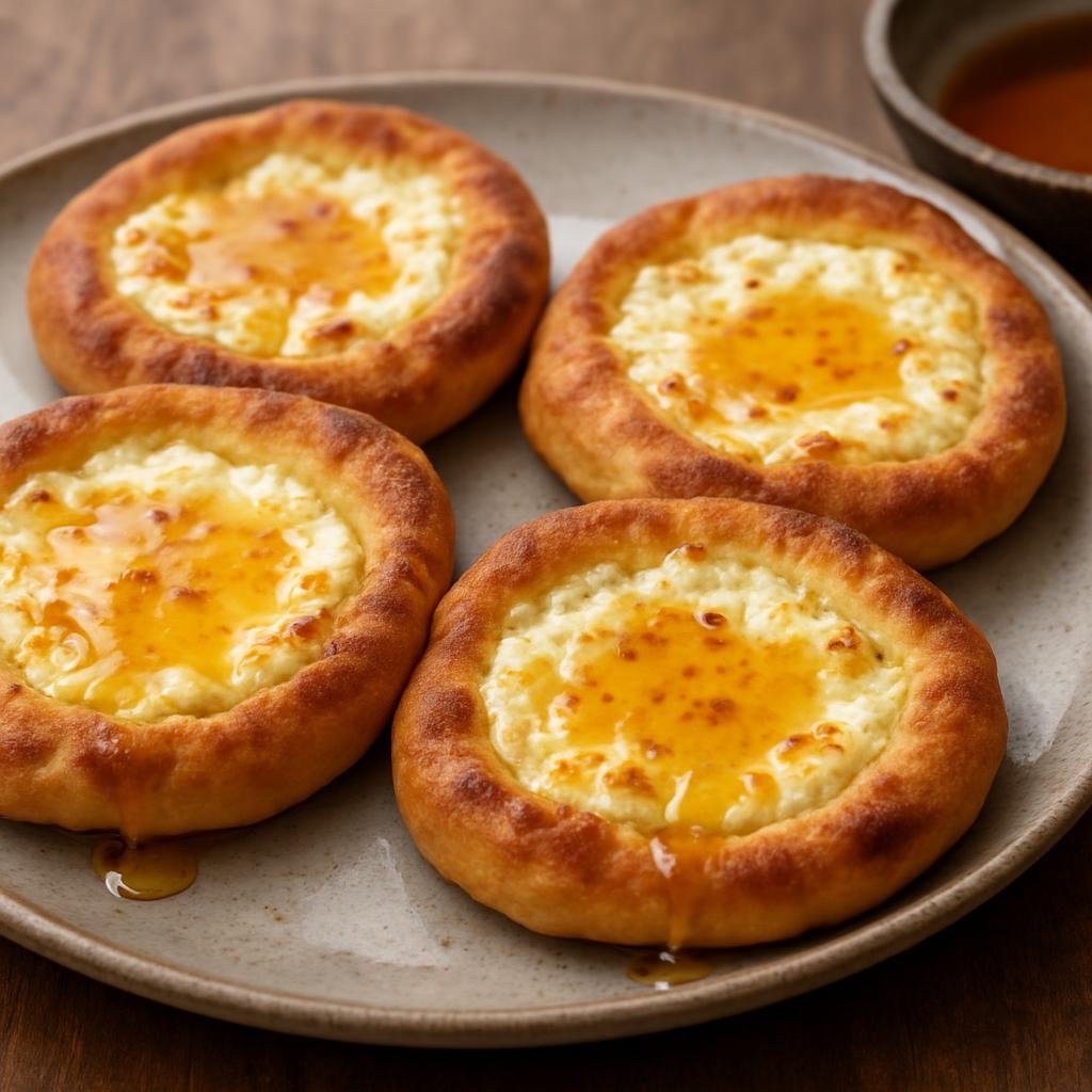 Entree: Greece – Crete – Sfakianes Pites (Small Cretan pan-fried open cheese pies typically drizzled with honey) recipe