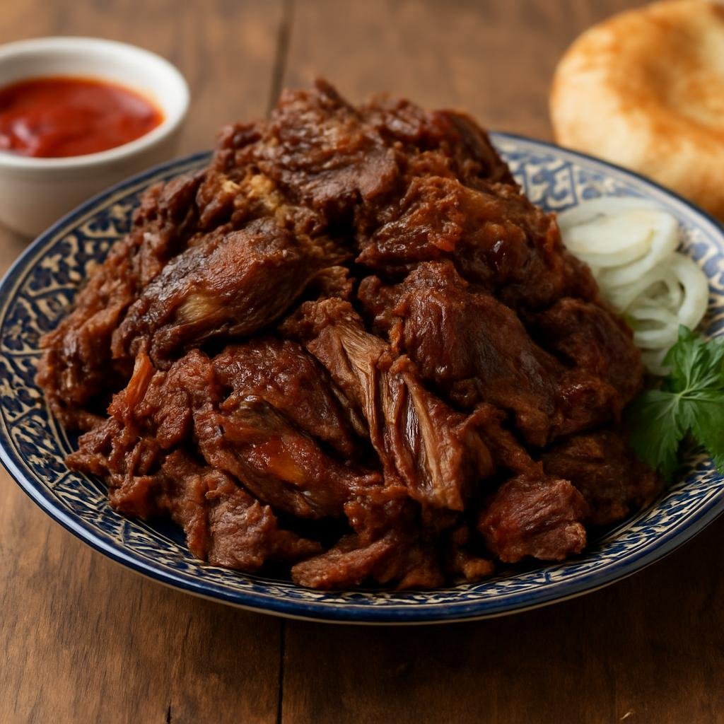 Entree: Uzbekistan – Khiva / Khorezm – Tandir Go'sht (Slow-roasted lamb prepared in a traditional clay oven until very tender) recipe