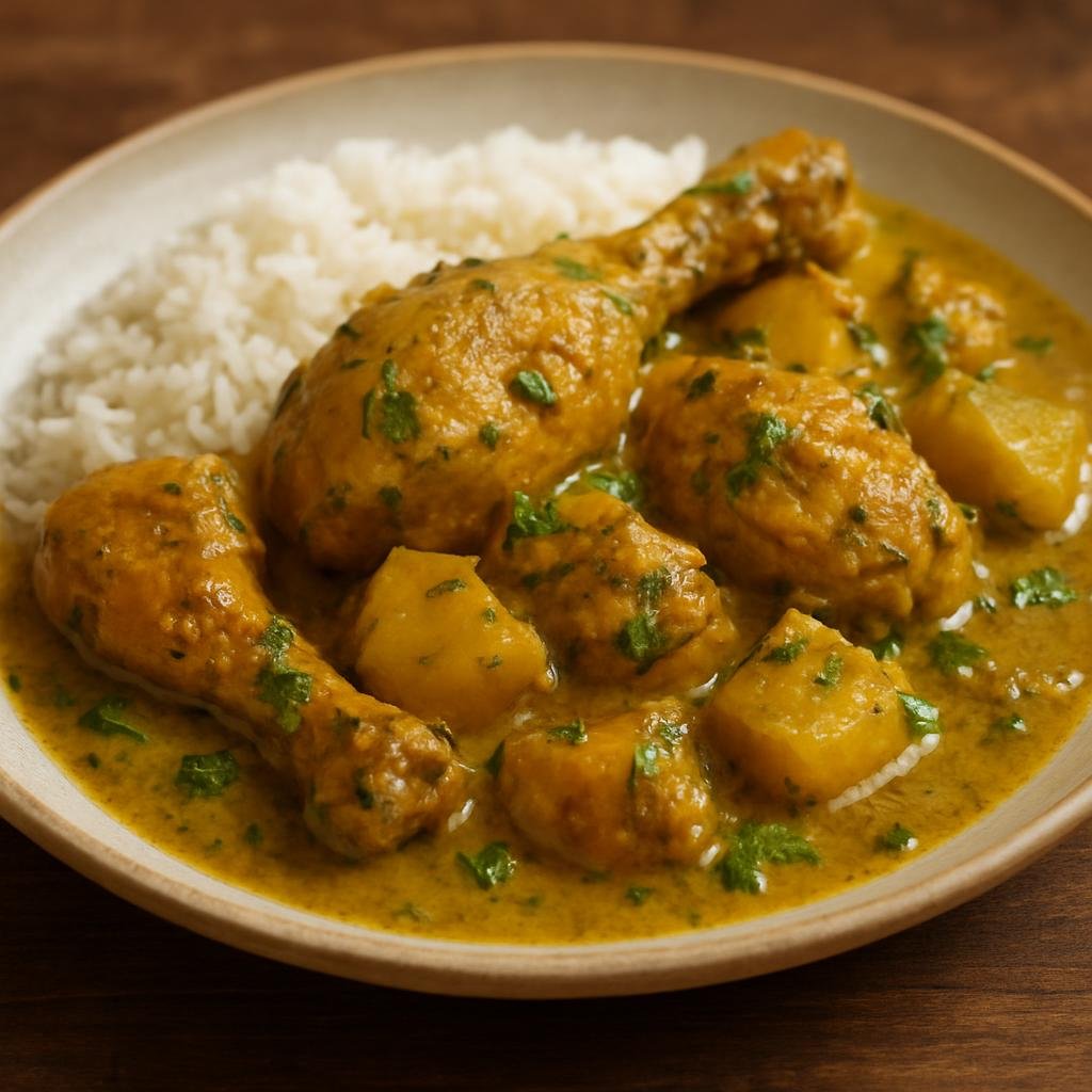 Entree: Barbados – Northern Culinary Region – Bajan Chicken Curry (A Barbadian-style curried chicken stew made with island curry powder, green seasoning, and coconut milk) recipe