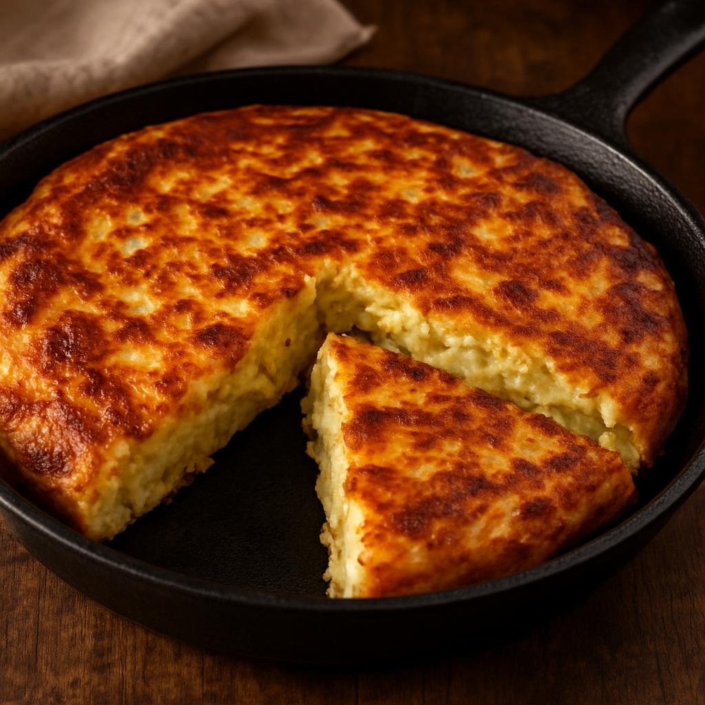 Entree: Bulgaria – Northern Culinary Region – пататник ➤ patatnik (Rustic grated potato and cheese savory pie pan-cooked until golden) recipe