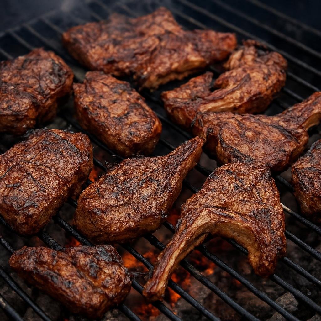 Entree: Eswatini – Northern Culinary Region – Braai Meat (Charcoal-grilled seasoned beef and lamb cuts cooked over coals at an outdoor barbecue) recipe