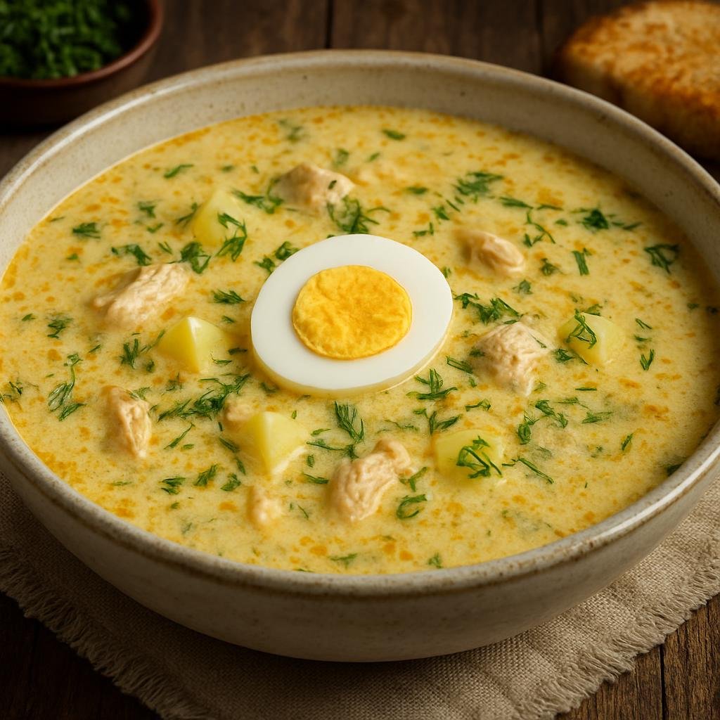 Entree: Romania – Moldavia – Ciorbă Rădăuțeană (Creamy, sour chicken soup from Rădăuți enriched with a sour cream and egg mixture) recipe