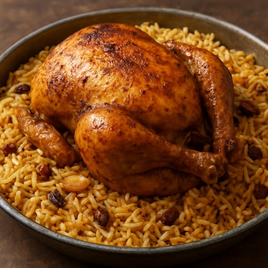 Entree: Saudi Arabia – Hijaz – مدفون ➤ Madfūn (Slow-steamed spiced whole bird cooked with fragrant rice in a sealed pot) recipe