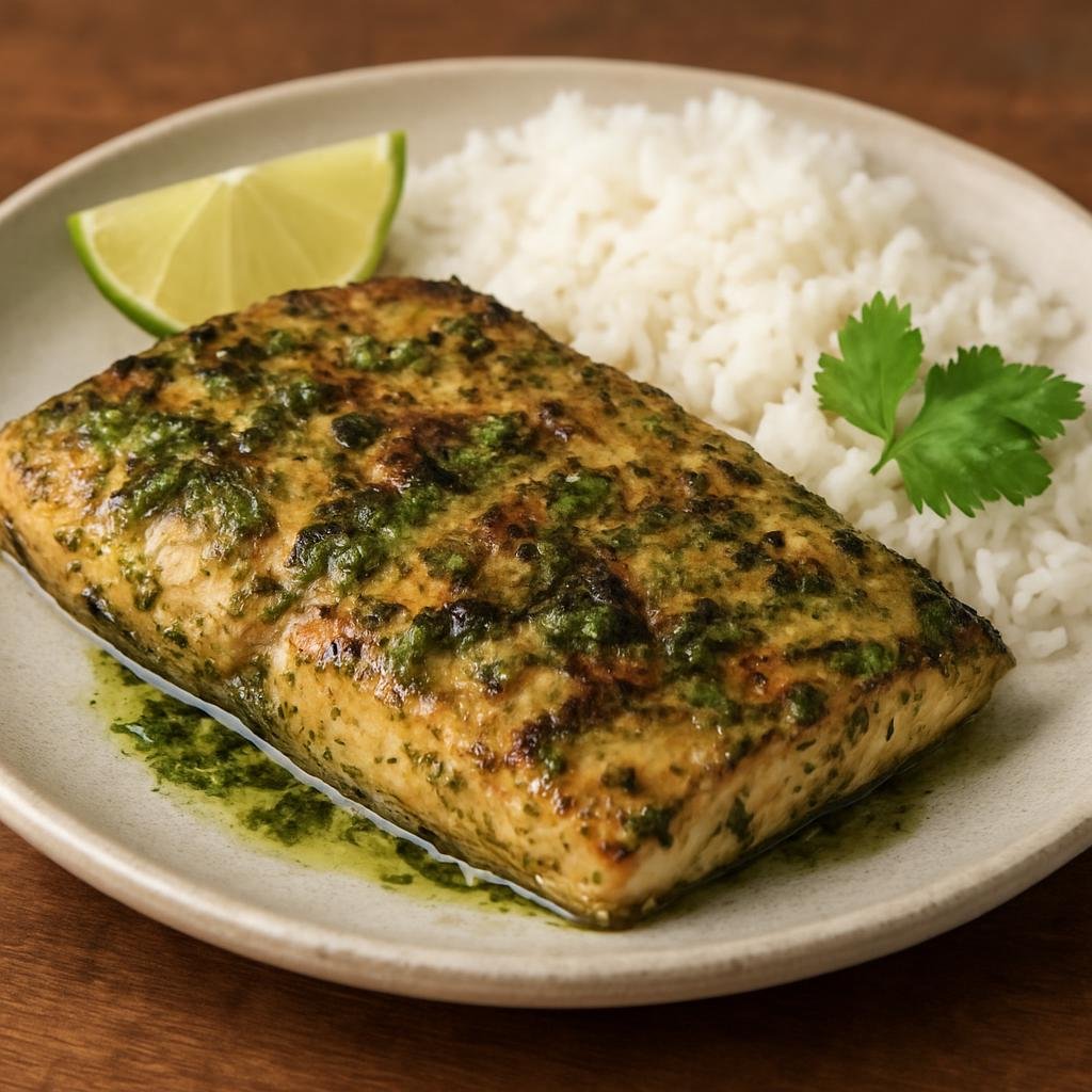 Entree: Barbados – Northern Culinary Region – Grilled Dolphin (Mahi Mahi) (Grilled mahi mahi fillets marinated in Bajan green seasoning and citrus) recipe