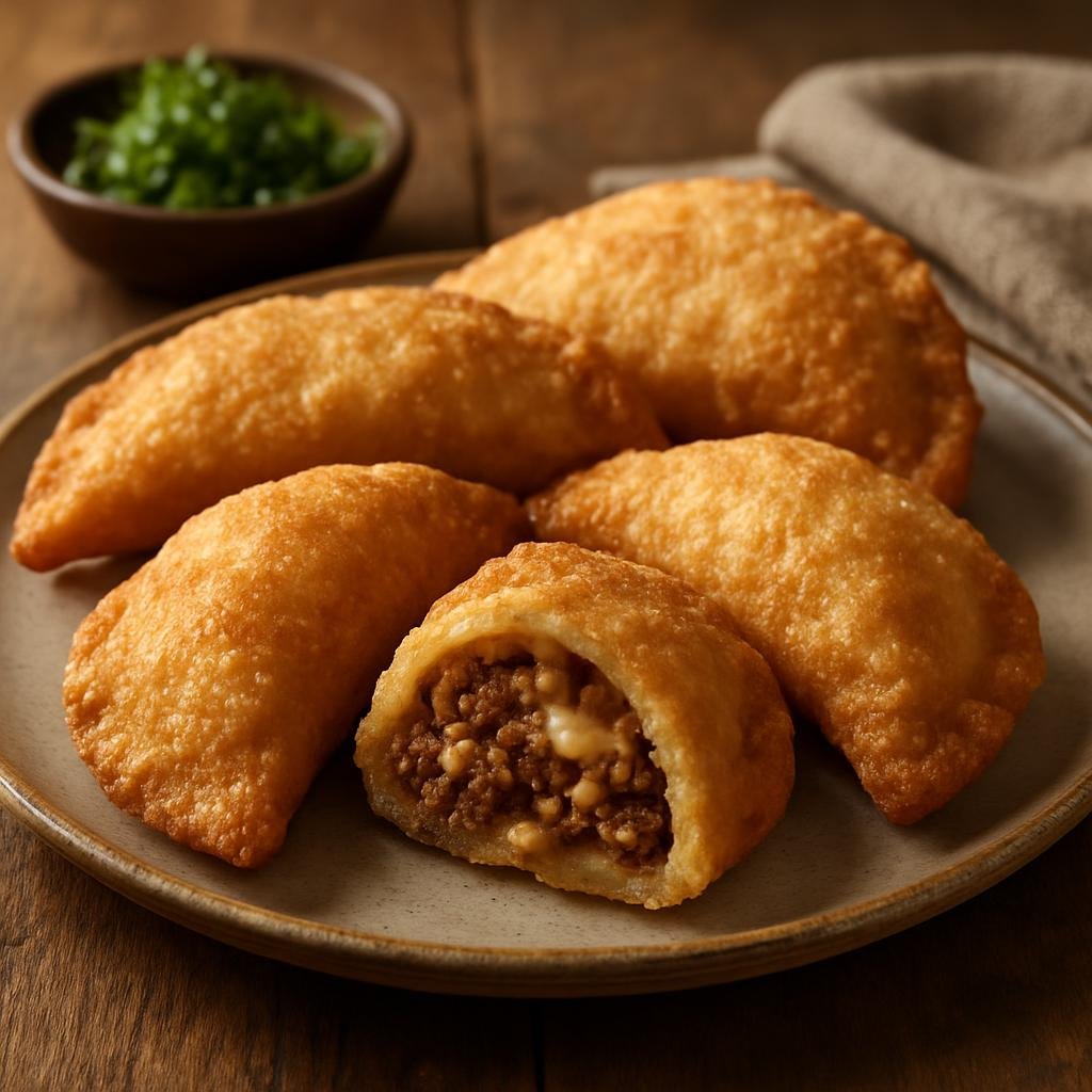 Entree: Paraguay – Southern Culinary Region – Pastel Mandi'o (Manioc cassava dough pockets filled with seasoned meat and cheese, fried until crisp) recipe