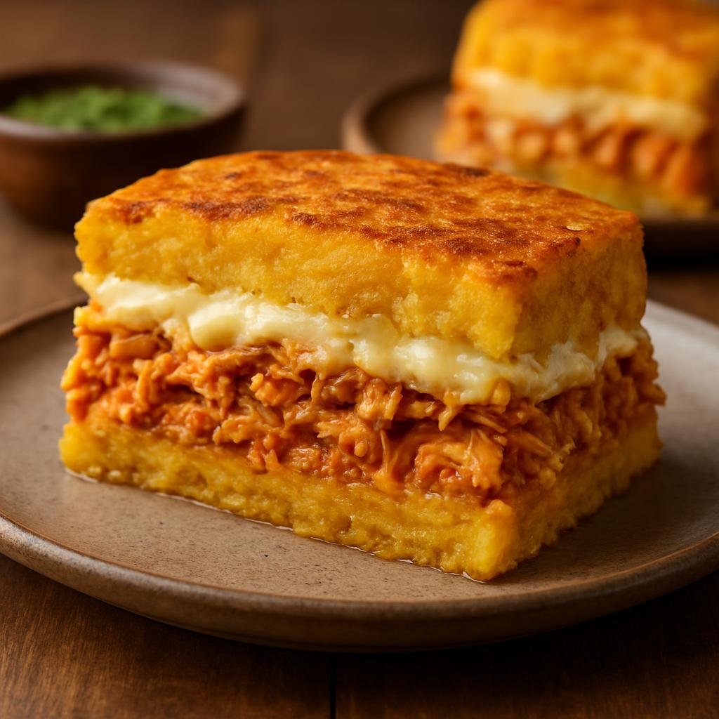 Entree: Venezuela – Southern Culinary Region – Pastel de Chucho (Baked layered plantain pie filled with shredded ray or fish, cheese, and savory-sweet fillings) recipe