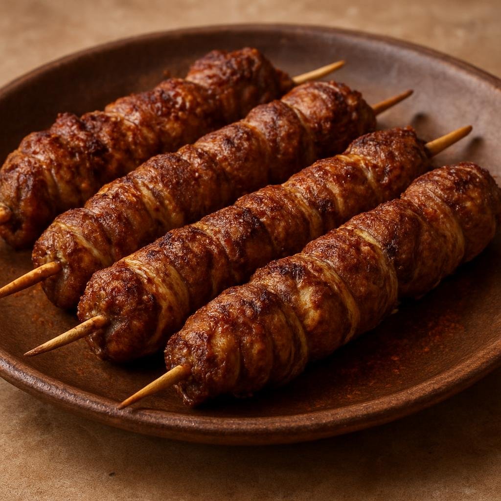 Entree: Western Sahara – Southern Culinary Region – بولفاف ➤ Boulfaf (Skewered and grilled lamb offal wrapped in caul fat and seasoned with North African spices) recipe