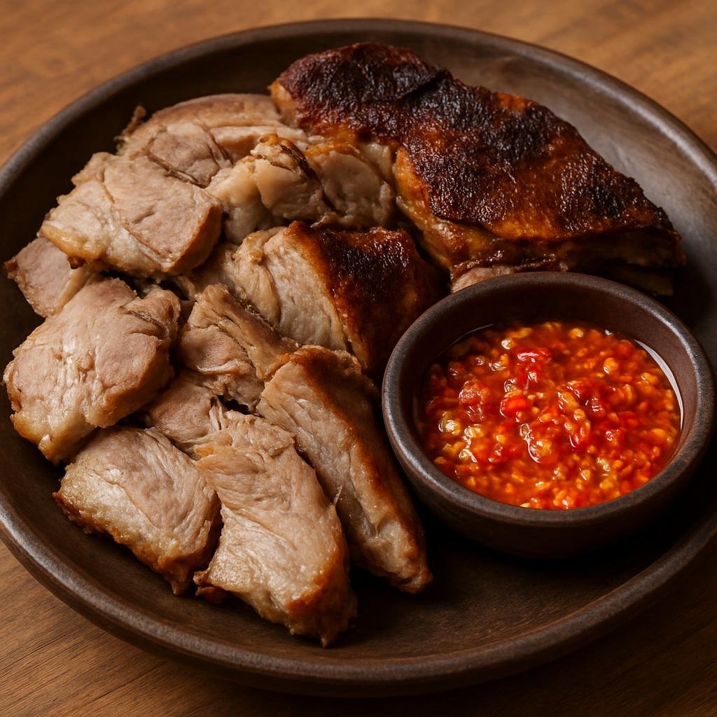 Entree: Indonesia – Batak – Natinombur (Boiled and roasted Batak-style pork served with a bright, spicy andaliman chili sauce) recipe