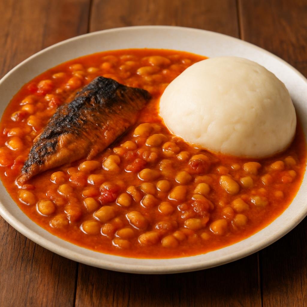 Entree: Central African Republic – Northern Culinary Region – Bambara Chutney (Thick savory stew of bambara groundnuts cooked with tomatoes, palm oil, and smoked fish, served with rice or fufu) recipe