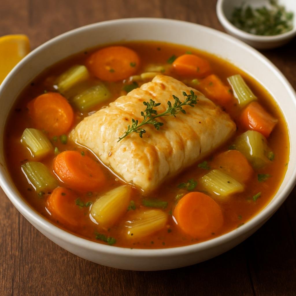 Entree: Guadeloupe – Southern Culinary Region – Court-Bouillon de Poisson (Aromatic Creole poaching broth for fish) recipe