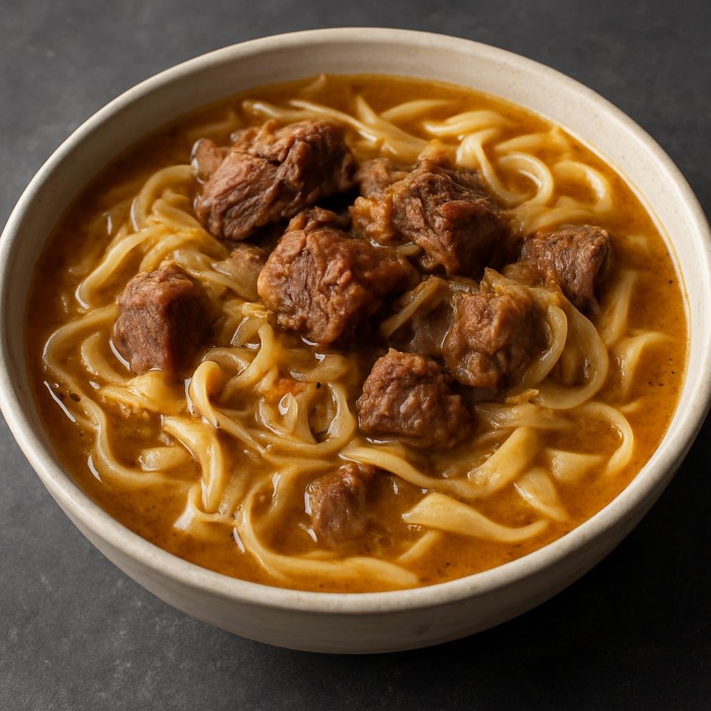 Entree: Kyrgyzstan – Southern Culinary Region – Оромо ➤ Oromo (Boiled lamb with hand-cut noodles in rich onion broth) recipe