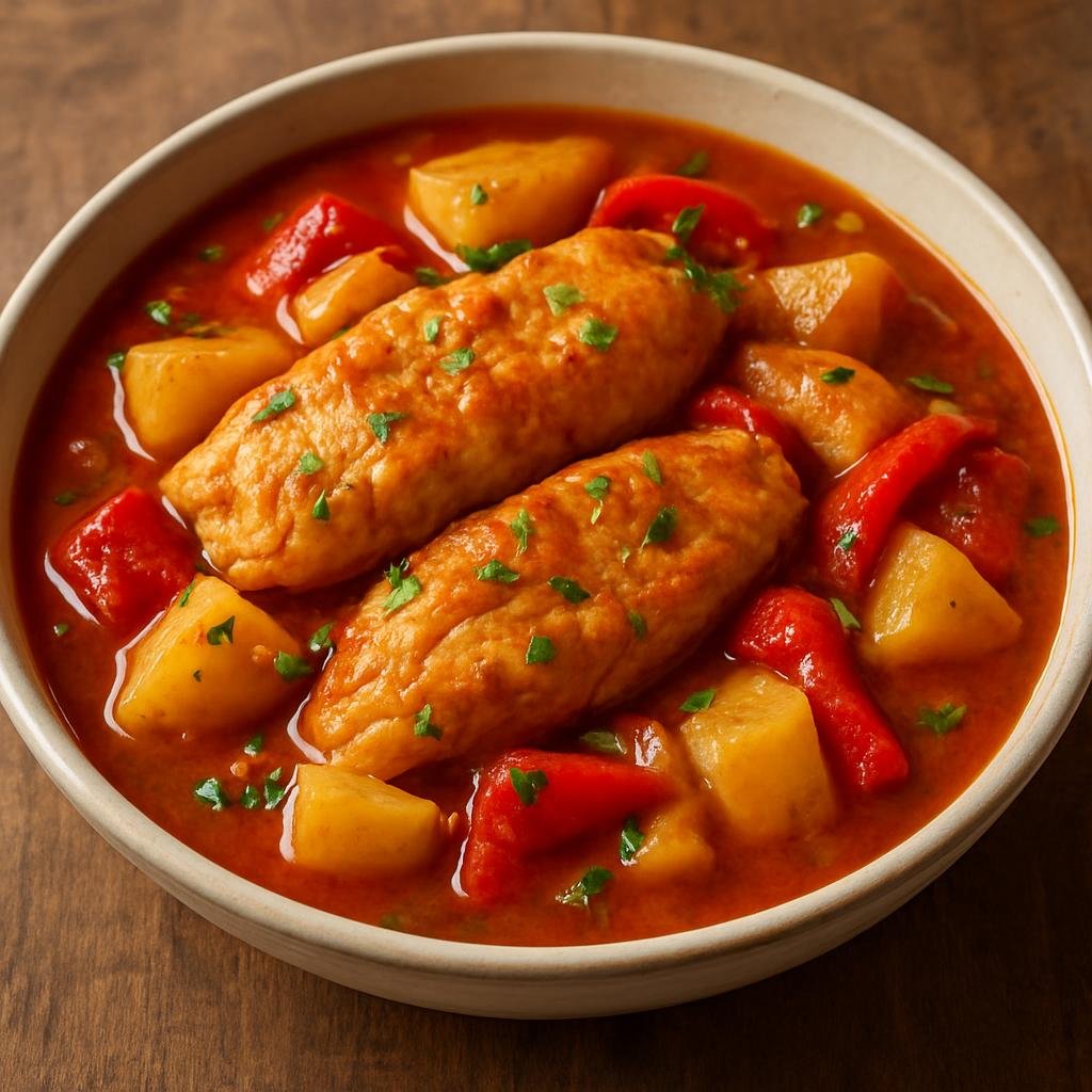 Entree: Montenegro – Southern Culinary Region – Riblji Paprikas (Hearty paprika-scented fish stew with potatoes and peppers) recipe