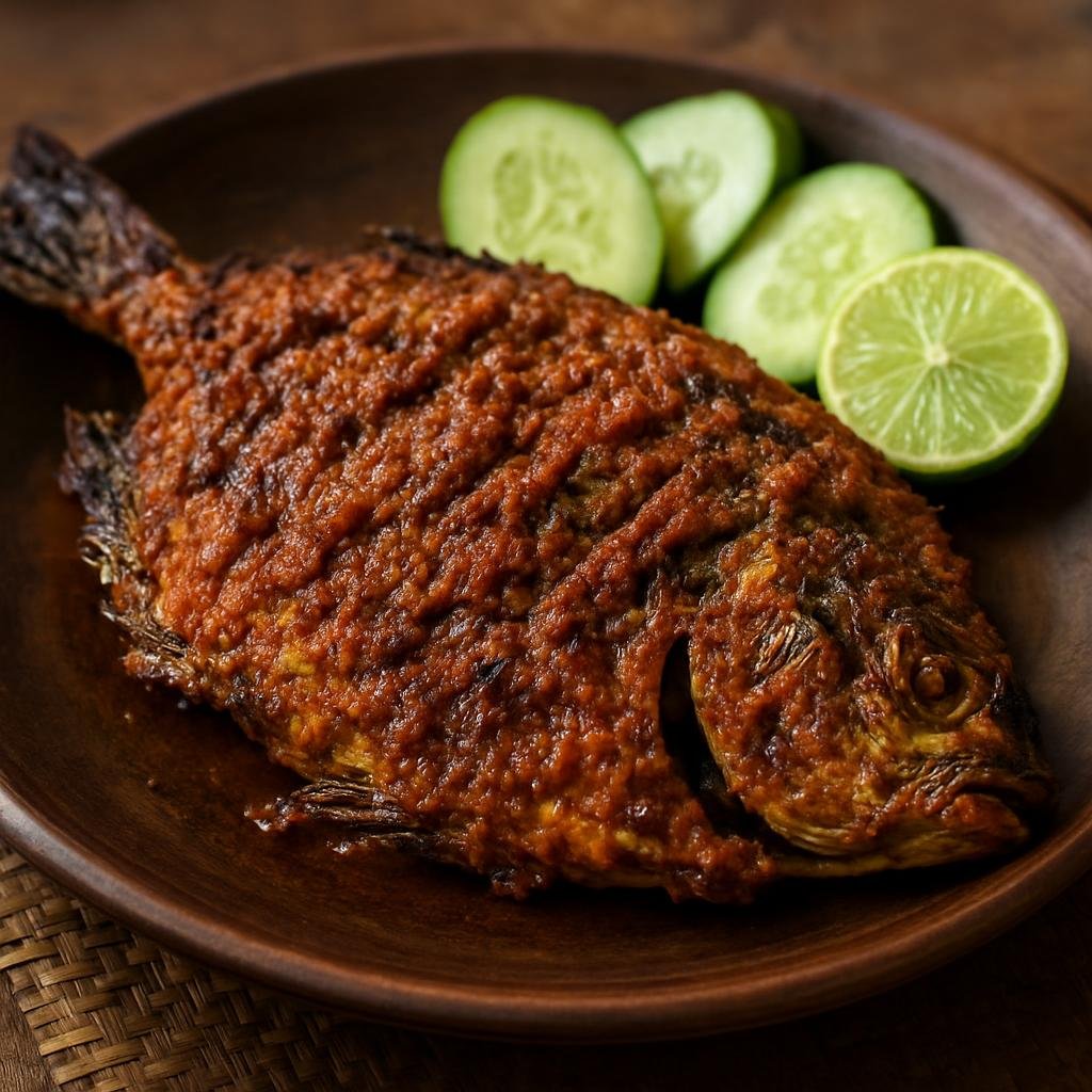 Entree: Indonesia – Batak – Ikan Bakar Batak (Batak-style grilled fish coated with a spicy andaliman-laced spice paste) recipe