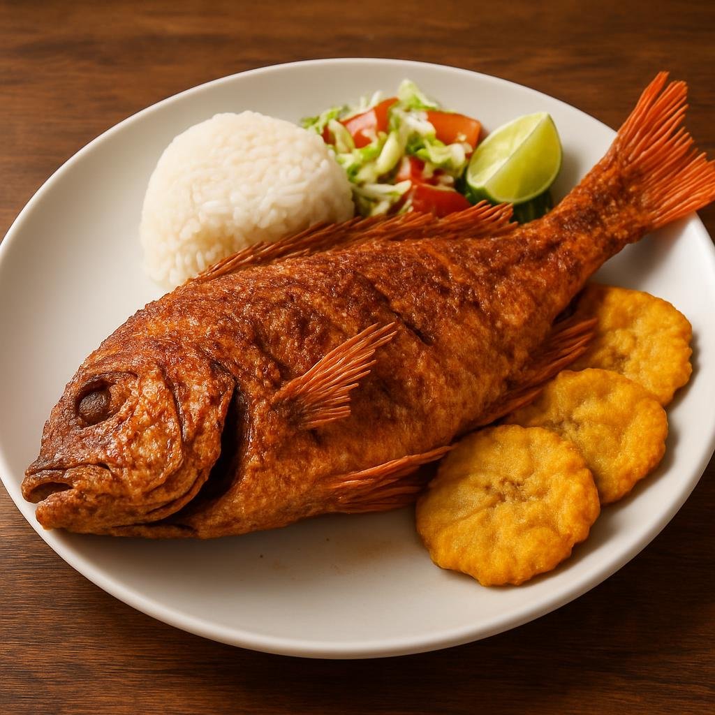 Entree: Colombia – Caribbean Coast – Pargo Frito (Crispy whole fried red snapper seasoned in Caribbean-style spices) recipe